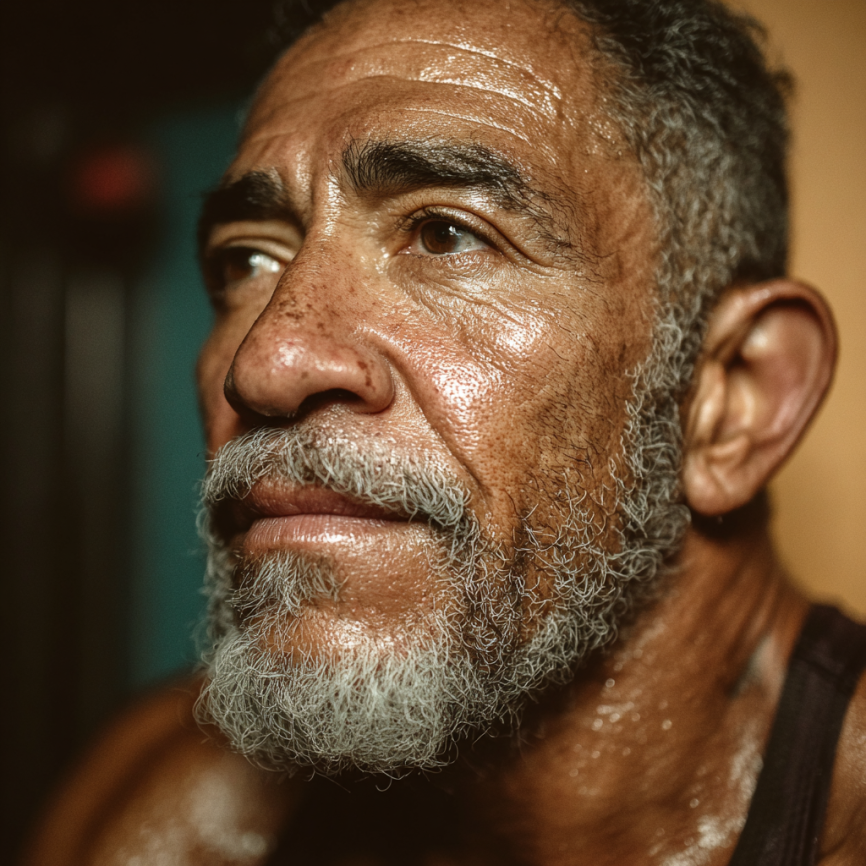 Grupo de adultos mayores sonrientes después de clase de yoga
